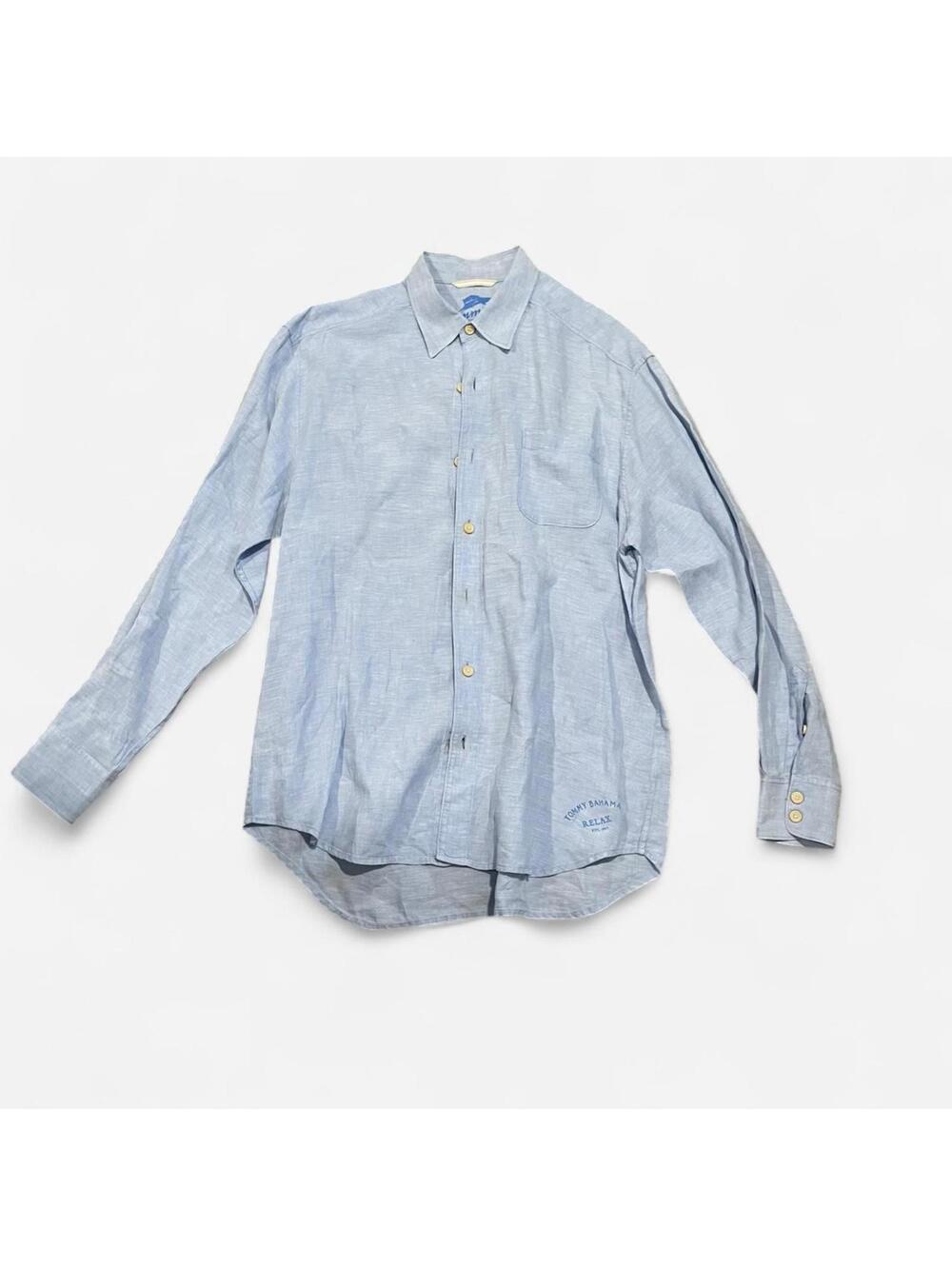 Tommy Bahama blue linen button up shirt Size L